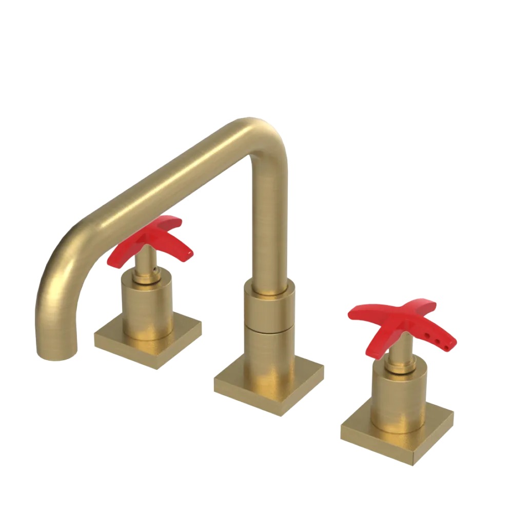 Rubinet Widespread Kitchen Set with Genesis Spout Satin Brass