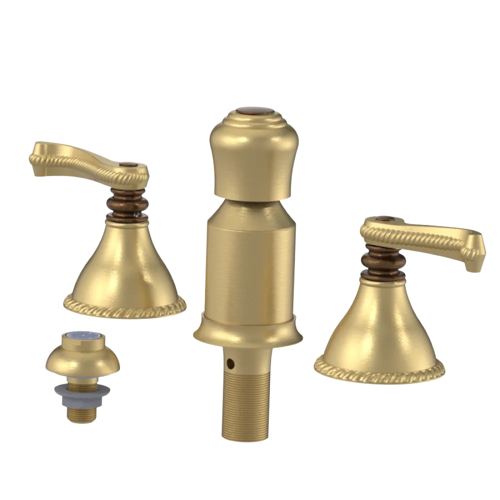Rubinet Bidet Fitting with Spray, Diverter, and Vacum Breaker (Less Drain) Satin Brass