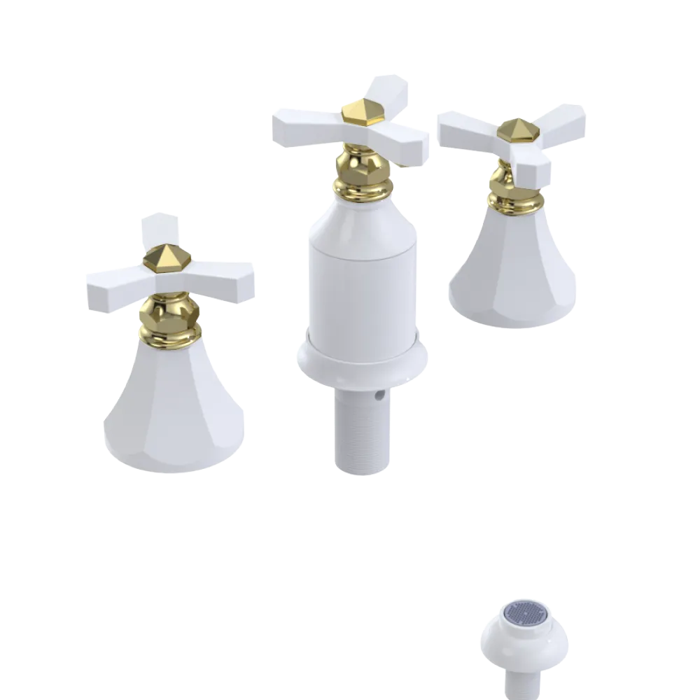 Rubinet Bidet Fitting with Spray, Diverter, and Vacum Breaker (Less Drain) White