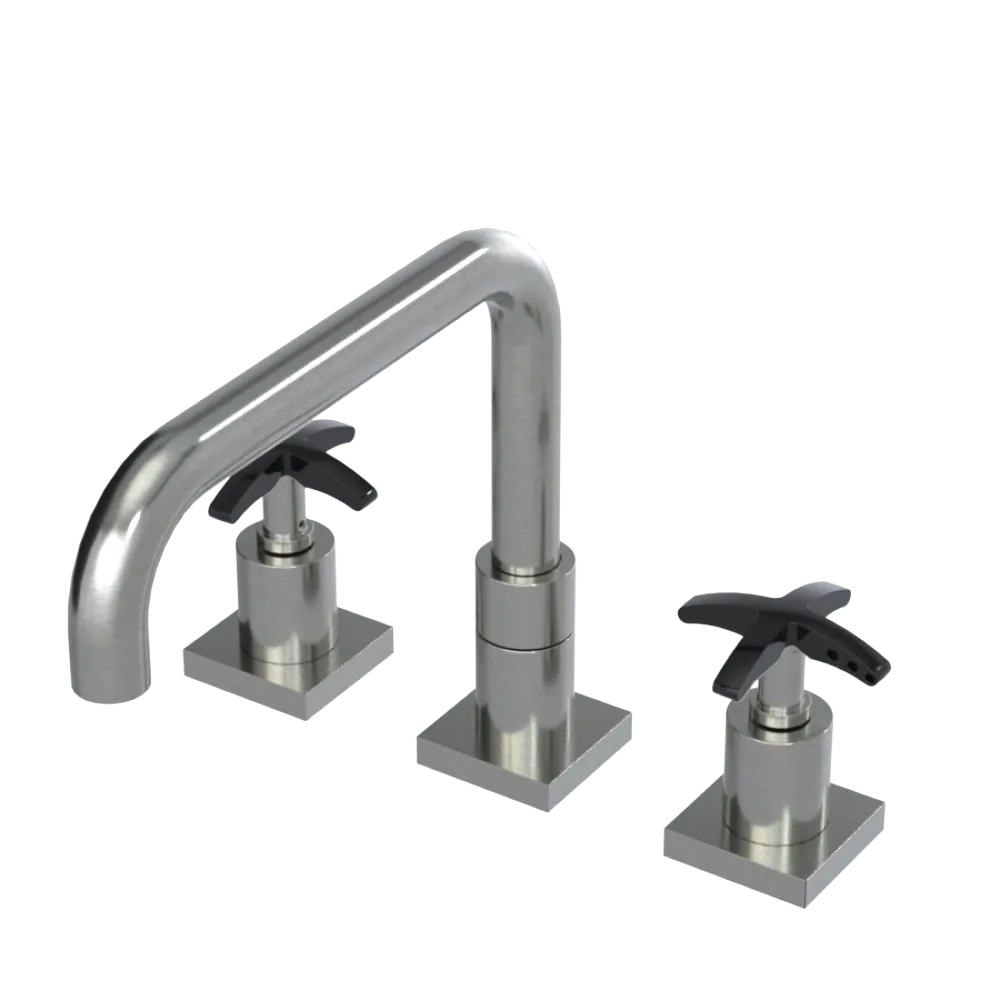 Rubinet Widespread Kitchen Set with Genesis Spout Satin Nickel