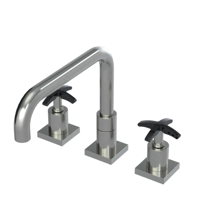 Rubinet Widespread Kitchen Set with Genesis Spout Satin Nickel