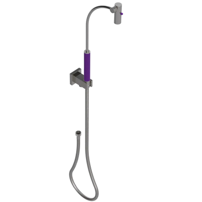 Rubinet Hand Held Shower Bidet with Extended Reach & Dual Function Spray Including Wall Bracket with Supply & Hose (Square) Polished Nickel