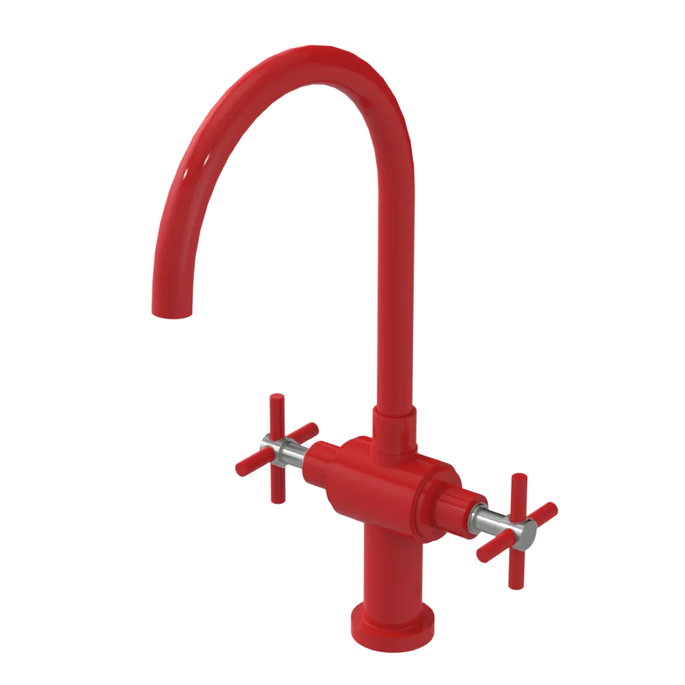 Rubinet Two Handle Single Hole Kitchen Set with LaSalle Spout Red