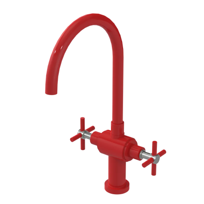 Rubinet Two Handle Single Hole Kitchen Set with LaSalle Spout Red