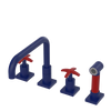 Rubinet Widespread Kitchen Set with Genesis Spout with Hand Spray Midnight Blue