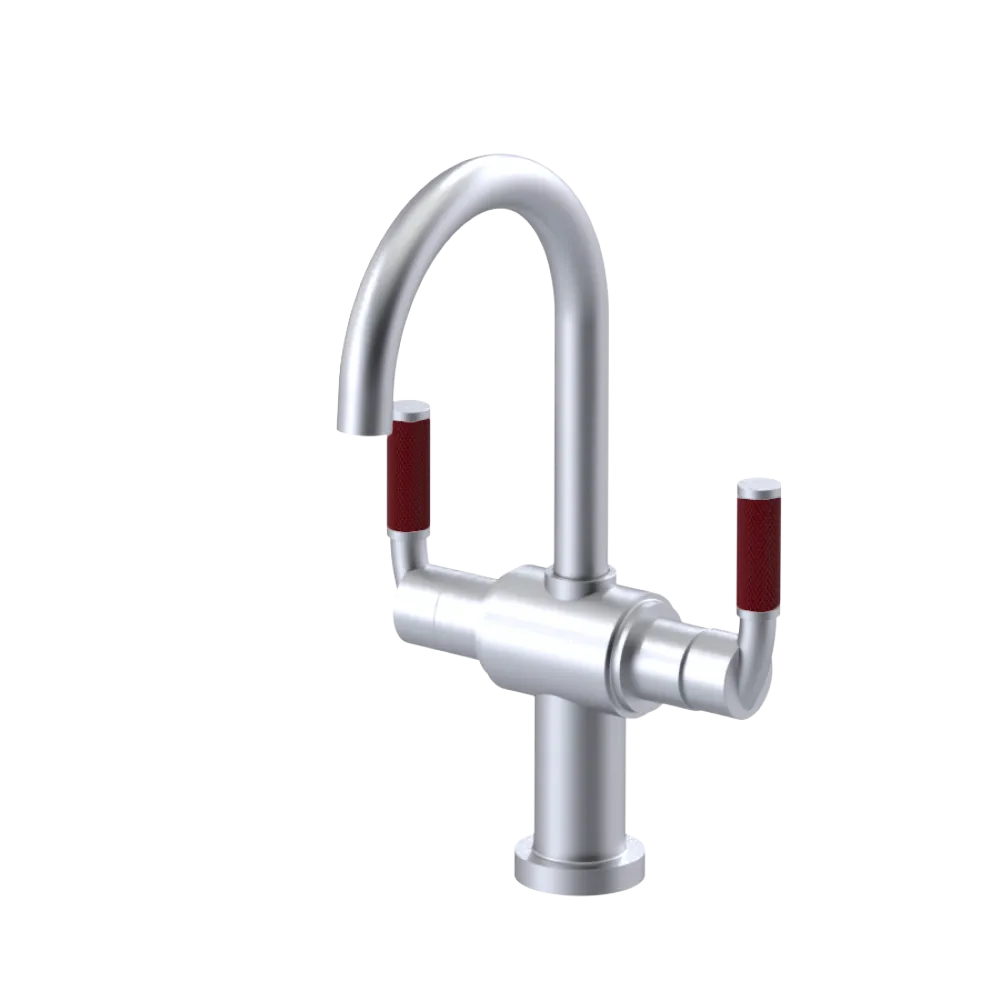Rubinet Single Hole Dual Handle Lav. Set. (less drain) Satin Chrome
