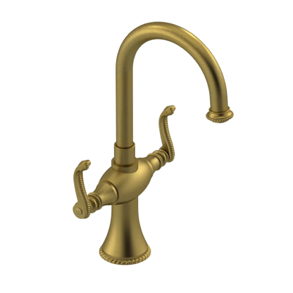Rubinet Single Hole Dual Handle Lav. Set. (less drain) Antique Brass Matt