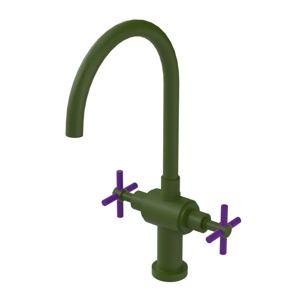 Rubinet Two Handle Single Hole Kitchen Set with LaSalle Spout Green Envy