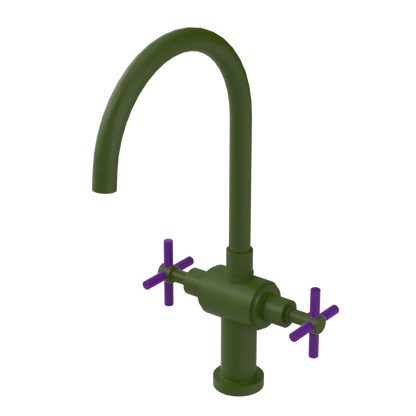 Rubinet Two Handle Single Hole Kitchen Set with LaSalle Spout Green Envy