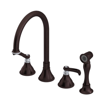 Rubinet Widespread Kitchen Set with Hand Spray Tuscan Brass