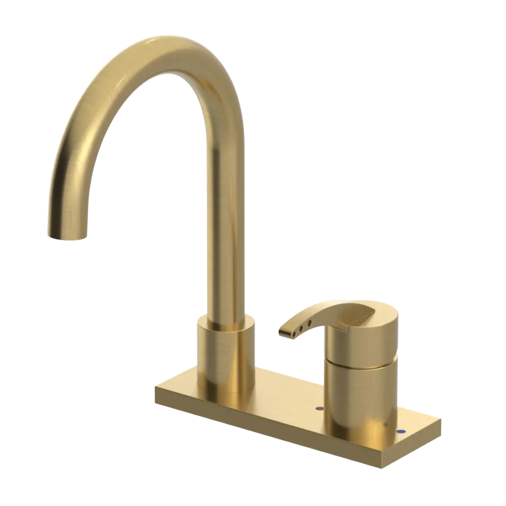 Rubinet 4" Centre Single Control Lav. Set. (less drain) Satin Brass