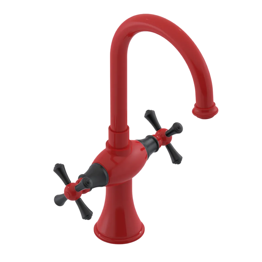 Rubinet Single Hole Dual Handle Lav. Set. (less drain) Red