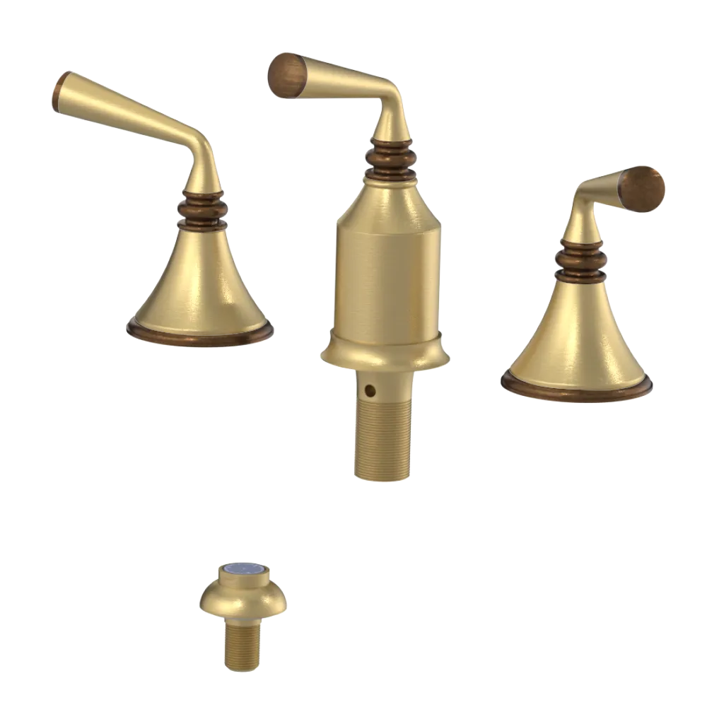 Rubinet Bidet Fitting with Spray, Diverter, and Vacum Breaker (Less Drain) Satin Brass