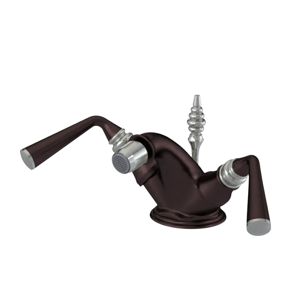 Rubinet Single Hole Dual Handle Bidet Fitting (Less Drain) Tuscan Brass