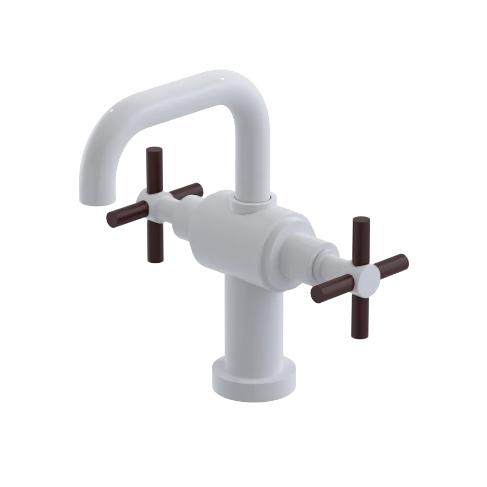 Rubinet Single Hole Dual Handle Lav. Set. (less drain) White