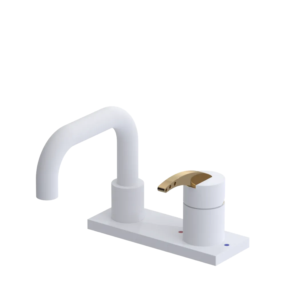 Rubinet 4" Centre Single Control Lav. Set. with Genesis spout (less drain) Matt White