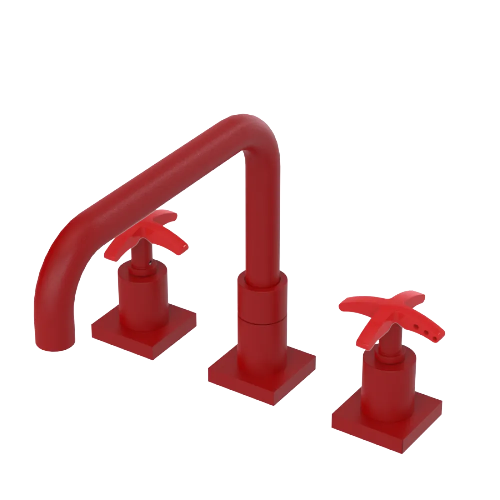 Rubinet Widespread Kitchen Set with Genesis Spout Maroon