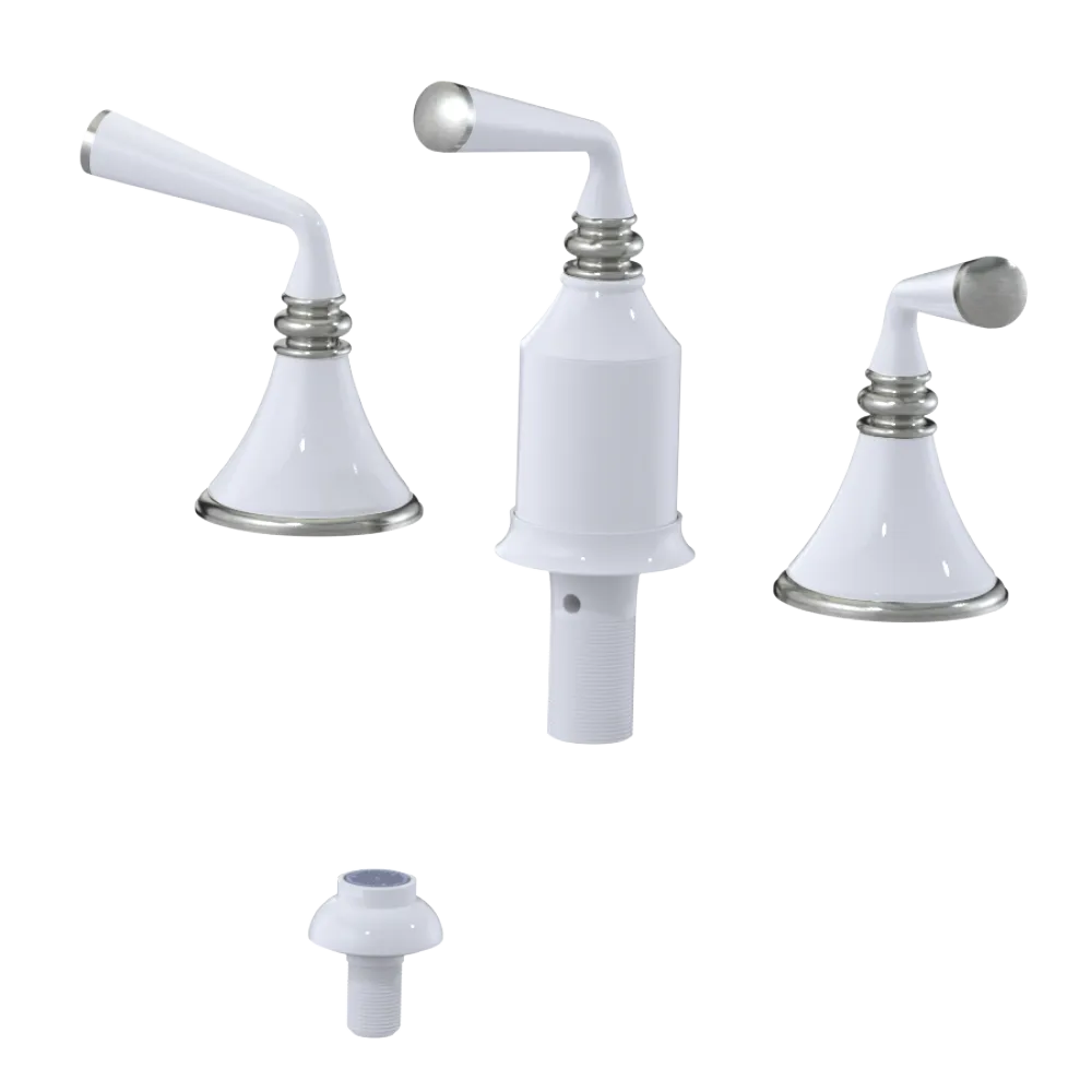 Rubinet Bidet Fitting with Spray, Diverter, and Vacum Breaker (Less Drain) White