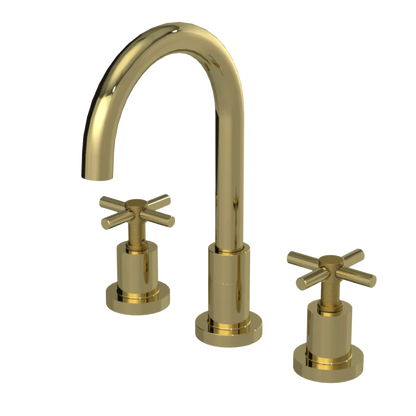 Rubinet Widespread Kitchen Set with LaSalle Spout Natural Brass
