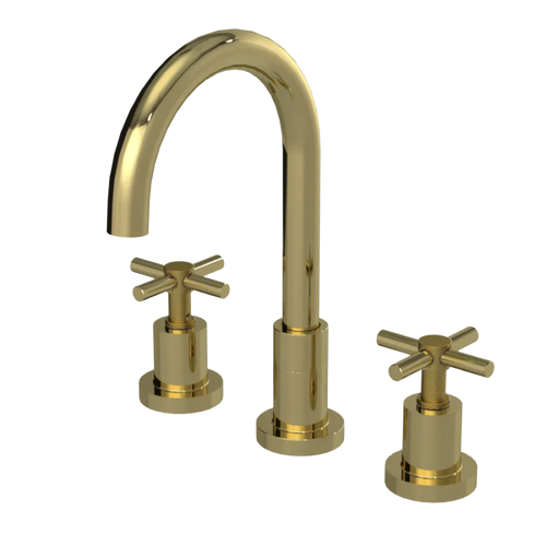 Rubinet Widespread Kitchen Set with LaSalle Spout Natural Brass