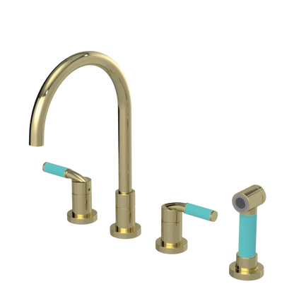 Rubinet Widespread Kitchen Set with Hand Spray Gold