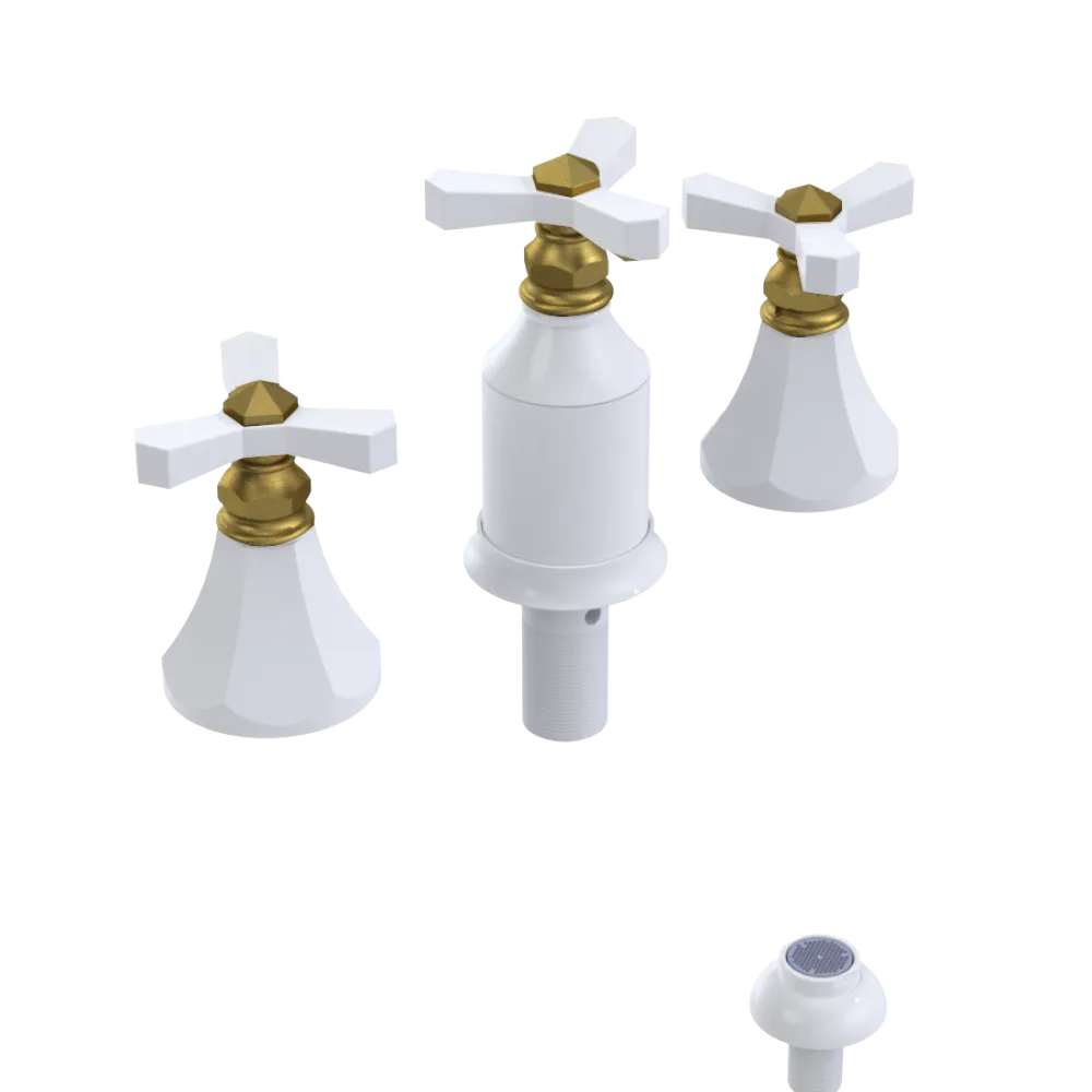 Rubinet Bidet Fitting with Spray, Diverter, and Vacum Breaker (Less Drain) White