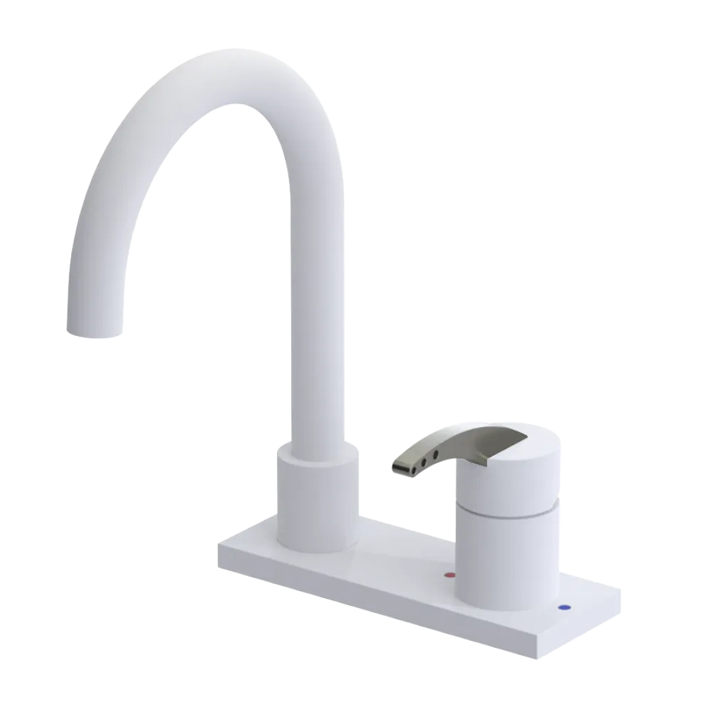 Rubinet 4" Centre Single Control Lav. Set. (less drain) Matt White