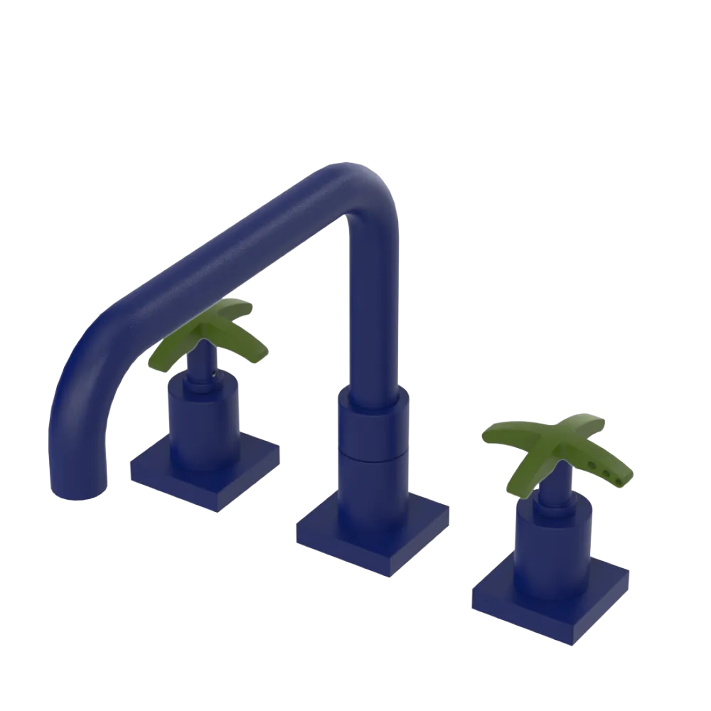 Rubinet Widespread Kitchen Set with Genesis Spout Midnight Blue