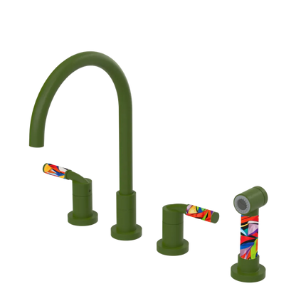 Rubinet Widespread Kitchen Set with Hand Spray Green Envy