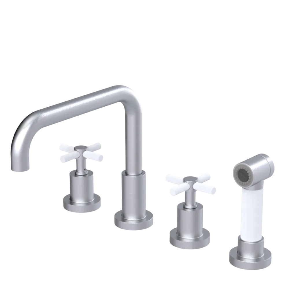 Rubinet Widespread Kitchen Set with Hand Spray Satin Chrome
