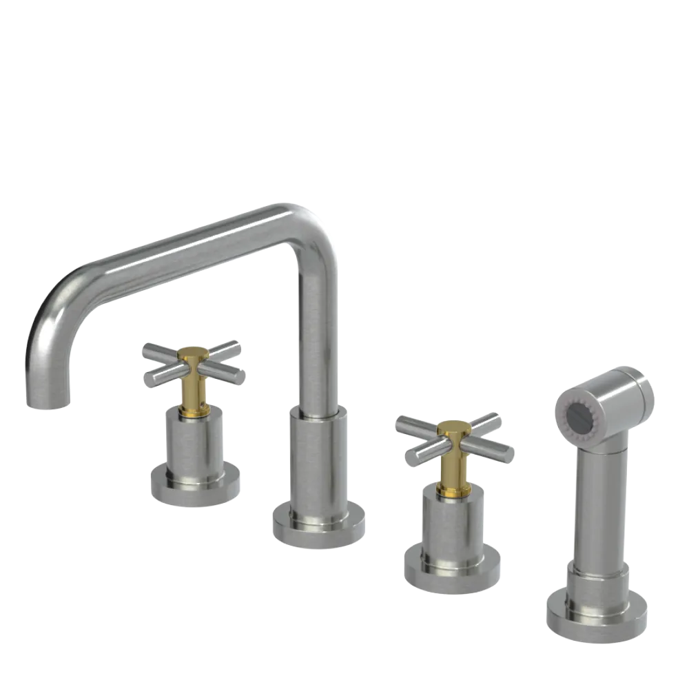 Rubinet Widespread Kitchen Set with Hand Spray Satin Nickel