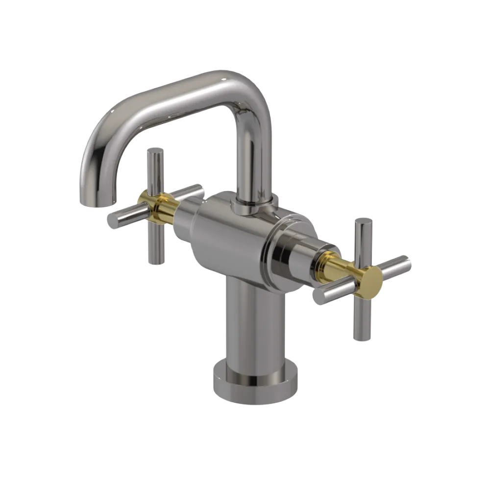 Rubinet Single Hole Dual Handle Lav. Set. (less drain) Polished Nickel