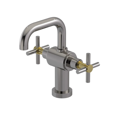 Rubinet Single Hole Dual Handle Lav. Set. (less drain) Polished Nickel