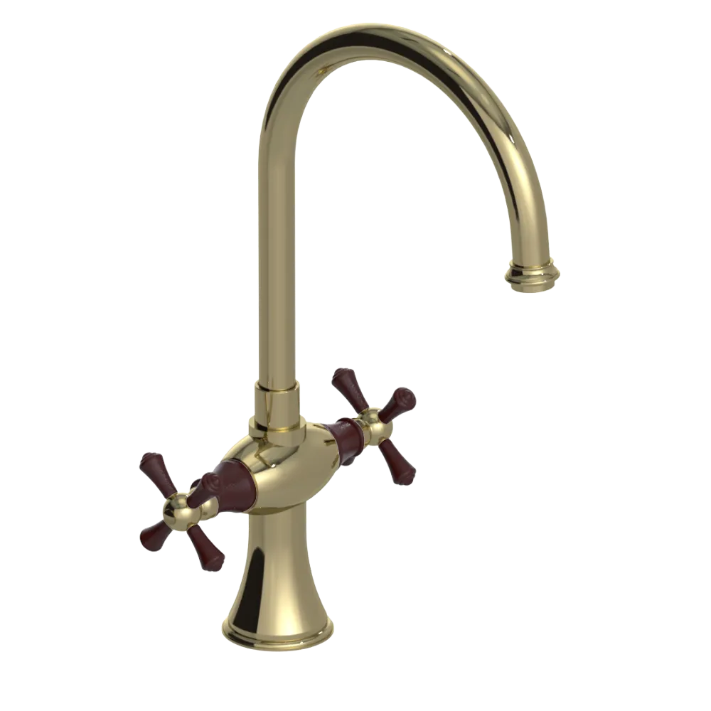 Rubinet Two Handle Single Hole Kitchen Set Natural Brass