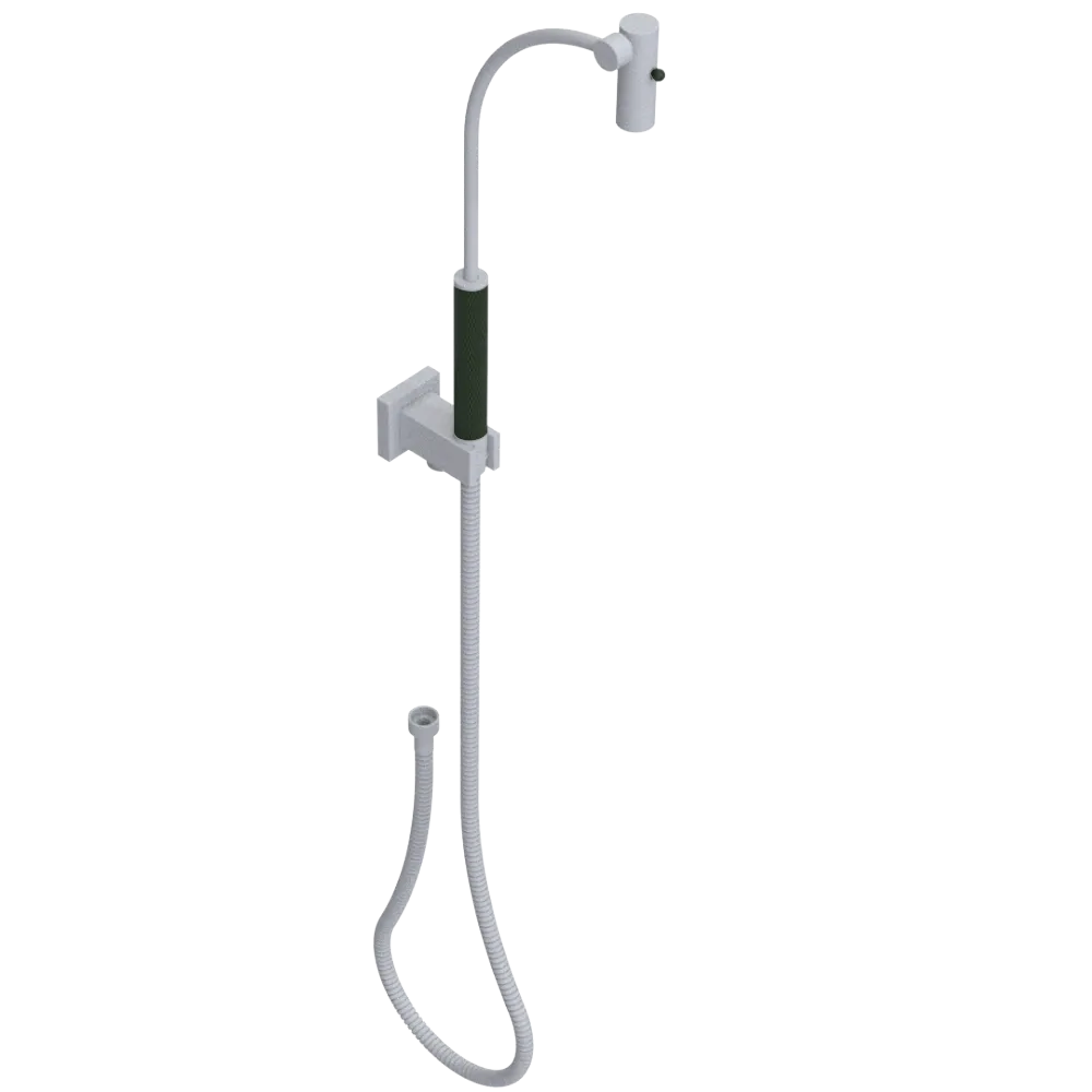 Rubinet Hand Held Shower Bidet with Extended Reach & Dual Function Spray Including Wall Bracket with Supply & Hose (Square) Matt White