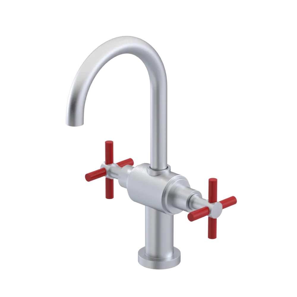 Rubinet Single Hole Dual Handle Lav. Set with LaSalle Spout (less drain) Satin Chrome