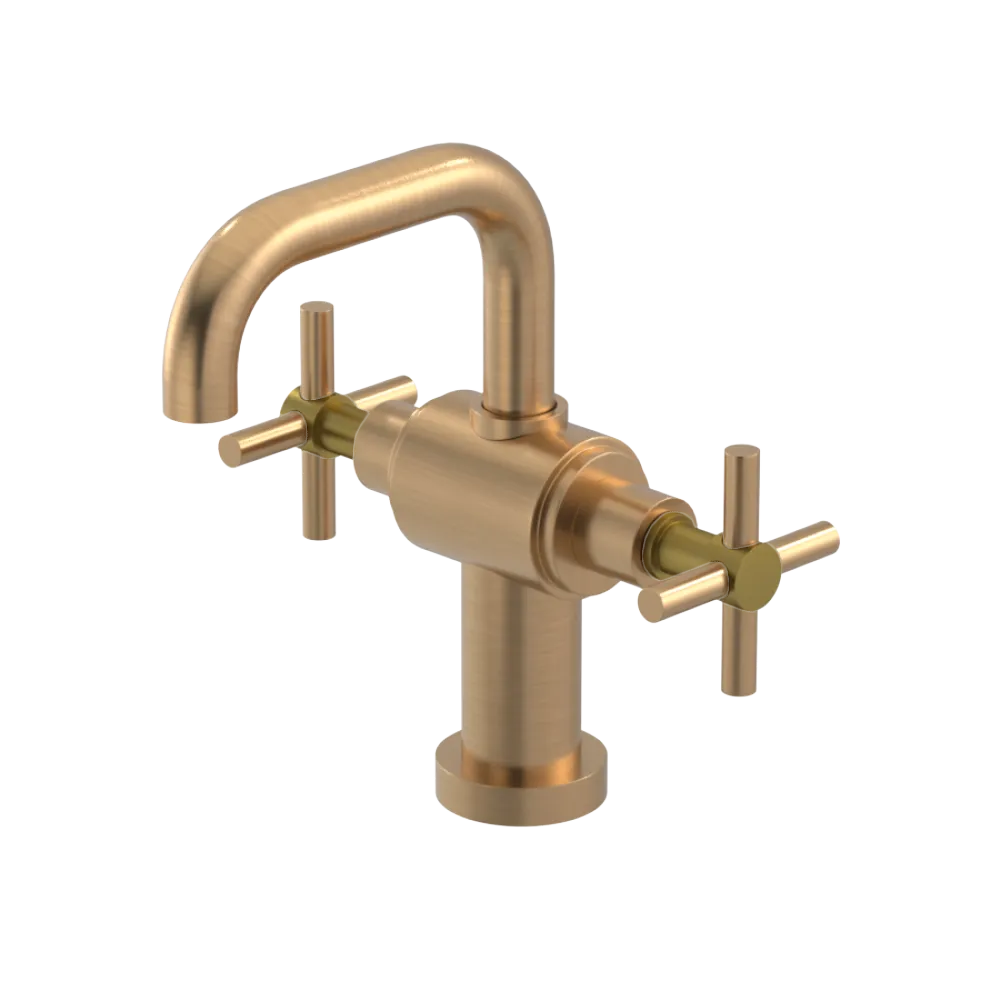 Rubinet Single Hole Dual Handle Lav. Set. (less drain) Satin Gold