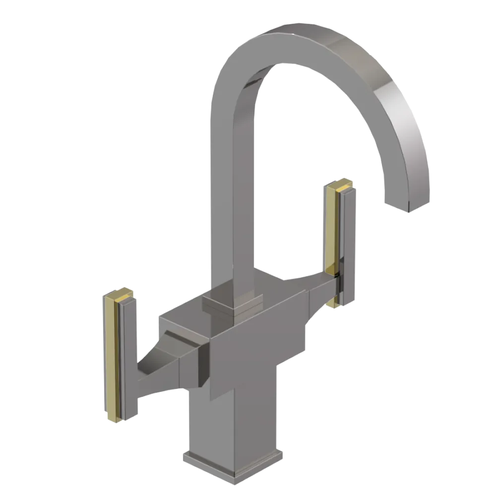 Rubinet Single Hole Dual Handle Lav. Set. (less drain) Polished Nickel