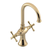 Rubinet Single Hole Dual Handle Lav. Set. (less drain) Gold