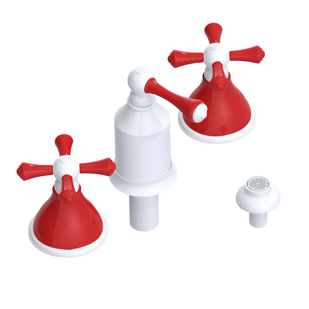 Rubinet Bidet Fitting with Spray, Diverter, and Vacum Breaker (Less Drain) White