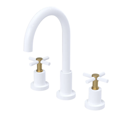 Rubinet Widespread Kitchen Set with LaSalle Spout White
