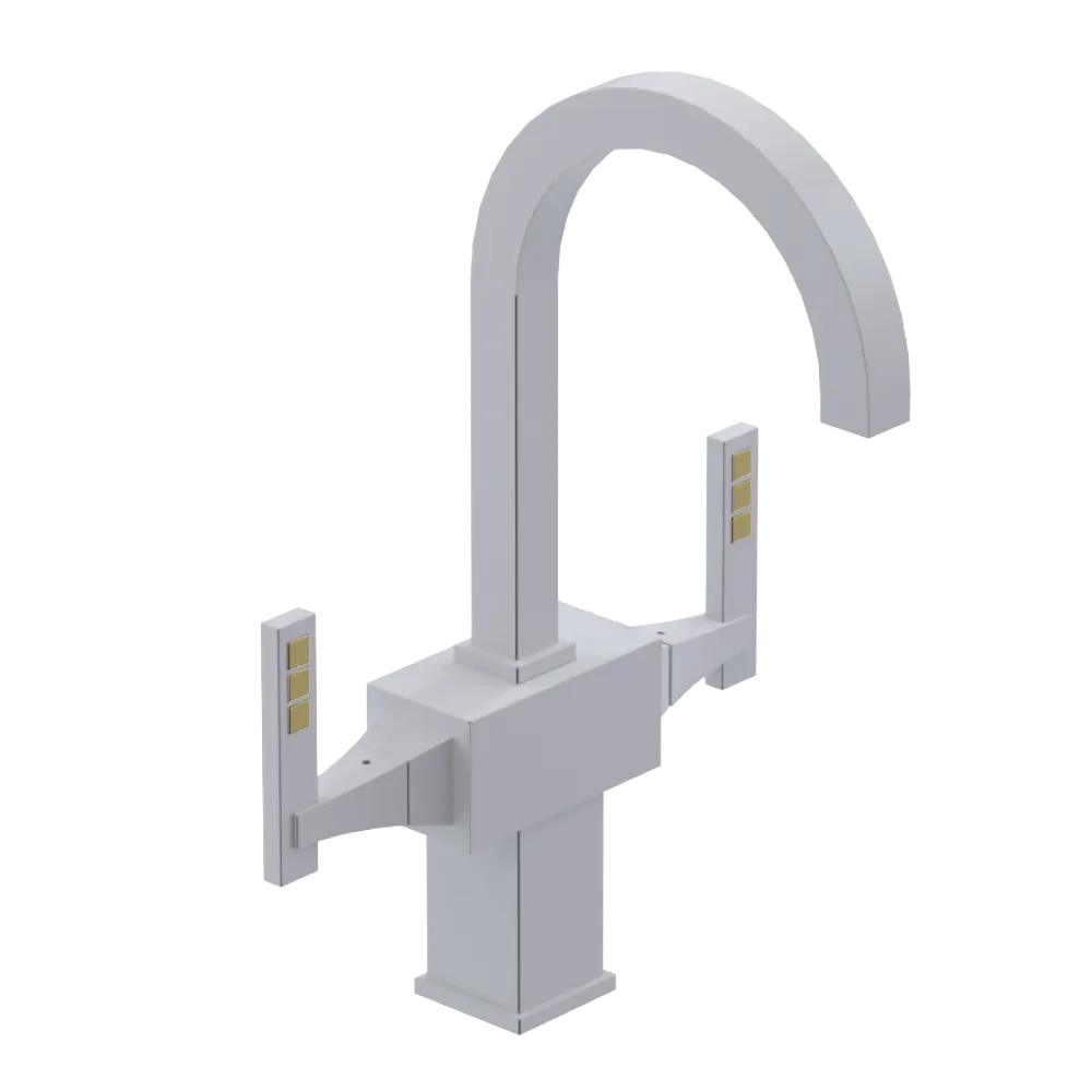Rubinet Single Hole Dual Handle Lav. Set. (less drain) White