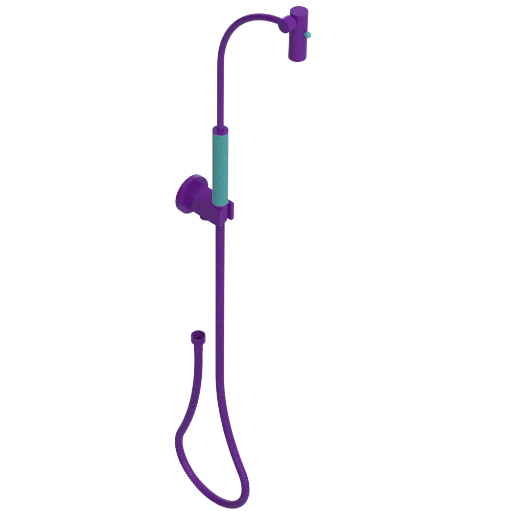 Rubinet Hand Held Shower Bidet with Extended Reach & Dual Function Spray Including Wall Bracket with Supply & Hose (Round) Purple Haze