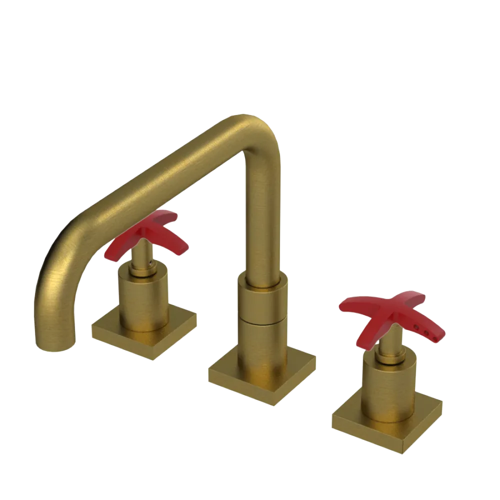 Rubinet Widespread Kitchen Set with Genesis Spout Antique Brass Matt
