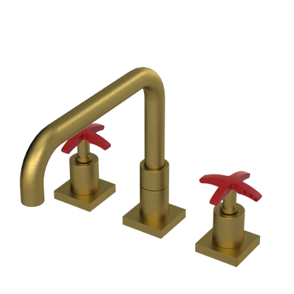 Rubinet Widespread Kitchen Set with Genesis Spout Antique Brass Matt
