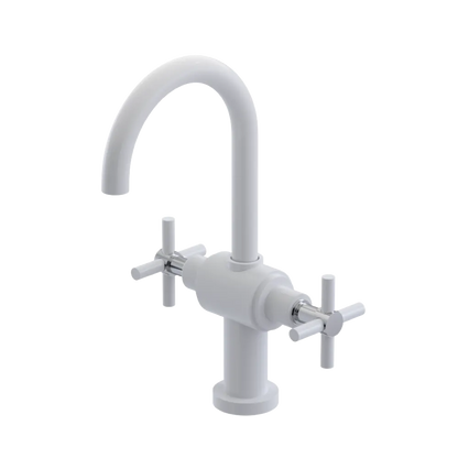Rubinet Single Hole Dual Handle Lav. Set with LaSalle Spout (less drain) White