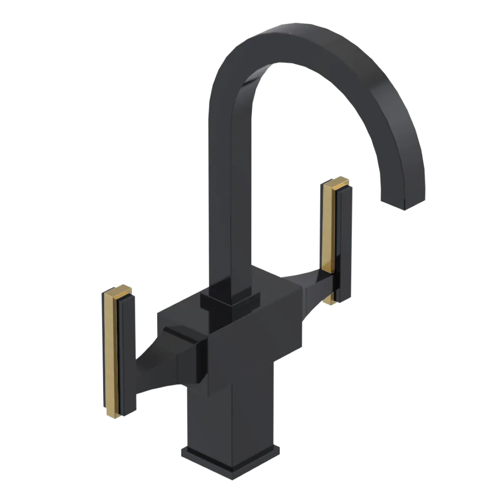Rubinet Single Hole Dual Handle Lav. Set. (less drain) Black