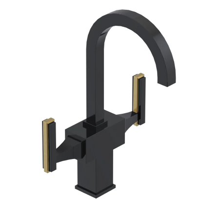Rubinet Single Hole Dual Handle Lav. Set. (less drain) Black
