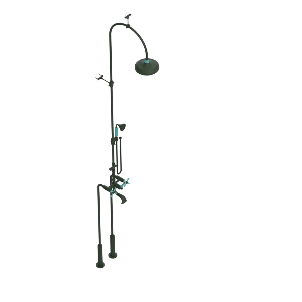 Rubinet Floor Mount Tub & Shower with hand held shower Green Envy