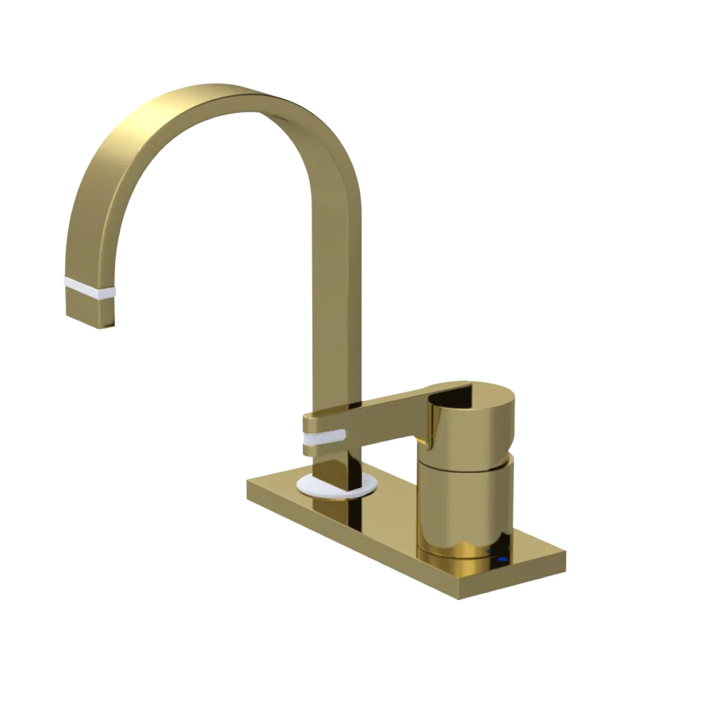 Rubinet 4" Centre Single Control Lav. Set (less drain) Natural Brass
